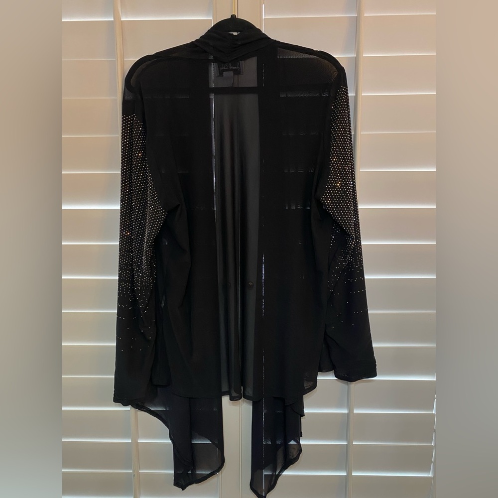 Joseph Ribkoff Black Sheer Cardigan w jewel sleeves Excellent Condition size 18 - Picture 3 of 3